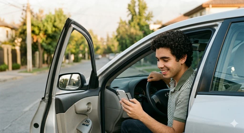 Conductor chileno buscando repuestos desde su auto