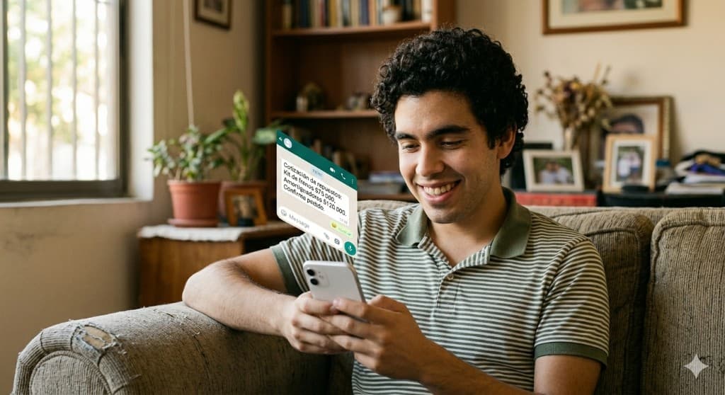 Cliente recibiendo cotización de repuestos por WhatsApp